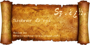 Szohner Örsi névjegykártya